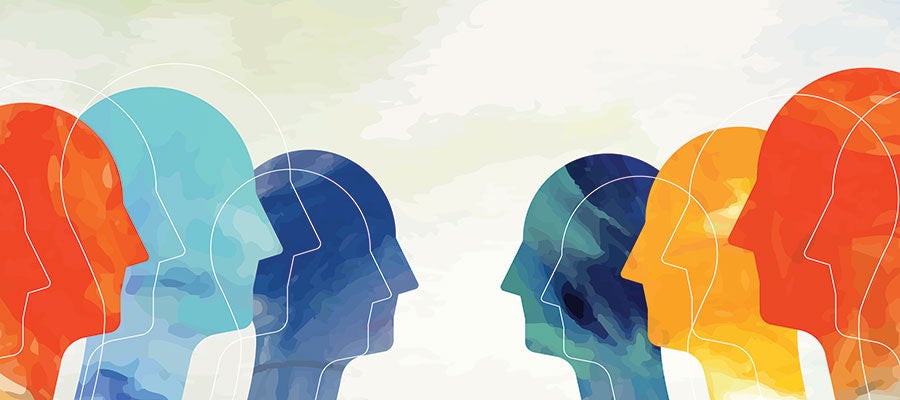 illustration of heads in profile looking at each other